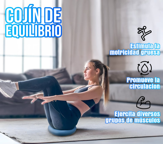 Cojin Yoga Sensorial Propioceptivo Tea Color Azul + Inflador