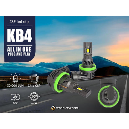 Kit Turbo Led Kb4 H1 H4 H7 H11 9005 9006 30000lm
