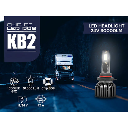 Kit Ampolletas Turbo Led Kb2 H1 H4 H7 H11 9005 9006 30.000lm 12v -24v