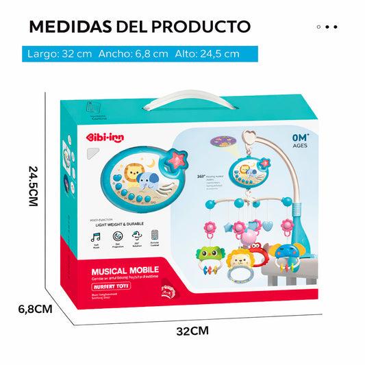 Móvil Bebé Musical Y Proyector De Luces 360 Cuna Celeste