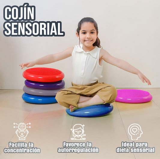 Cojin Yoga Sensorial Propioceptivo Tea Color Negro + Inflador