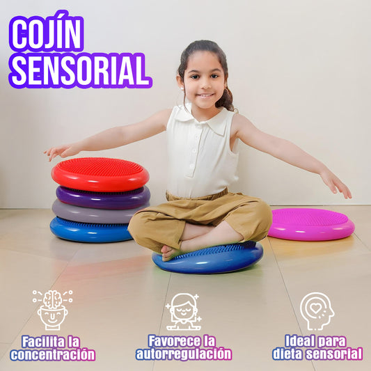 Cojin Yoga Sensorial Propioceptivo Tea Color Morado + Inflador