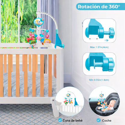 Móvil Bebé Musical Y Proyector De Luces 360 Cuna Celeste