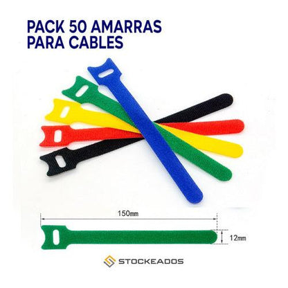 Bridas Amarra Para Cables Velcro 5 Colores - 50 Unidades