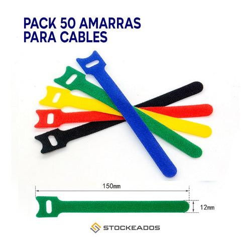 Bridas Amarra Para Cables Velcro 5 Colores - 50 Unidades