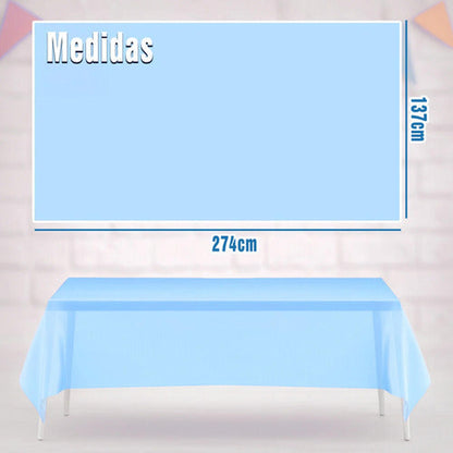 Mantel Plastico 137x274cm Color Celeste Para Cumpleaños