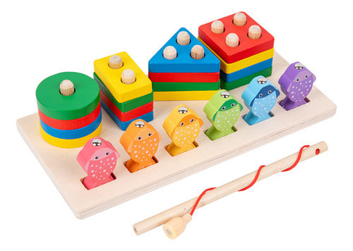 Juego De Pesca Magnético Y Encaje De Madera Montessori