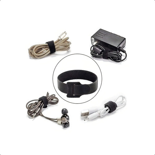 Pack 50 bridas amarra cables velcro color negro