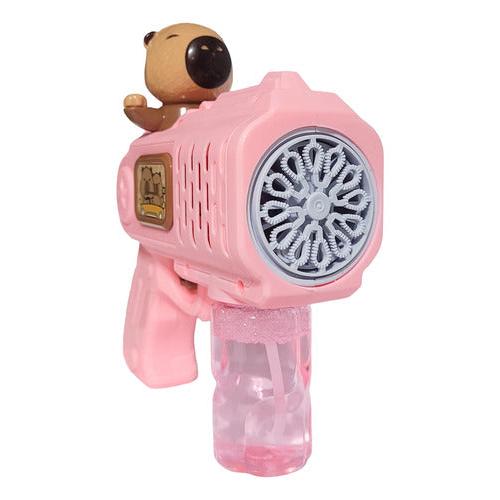 Pistola De Burbujas Rosada Diseño Capibara Lanza Burbujas