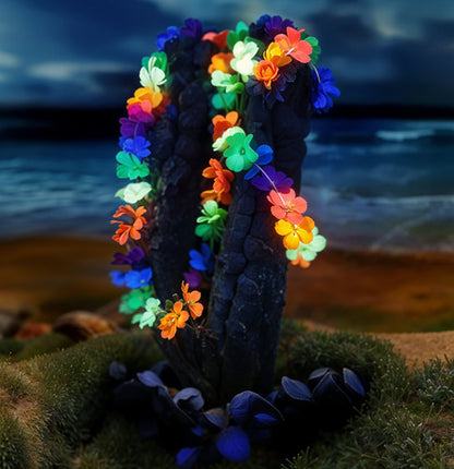 Pack 6 Unidades Collares Hawaianos Flores Fluor Fiestas
