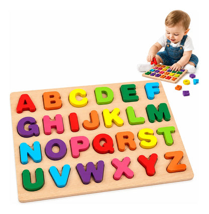 Encaje De Letras Abcedario De Madera Didáctico Para Niños Multicolor