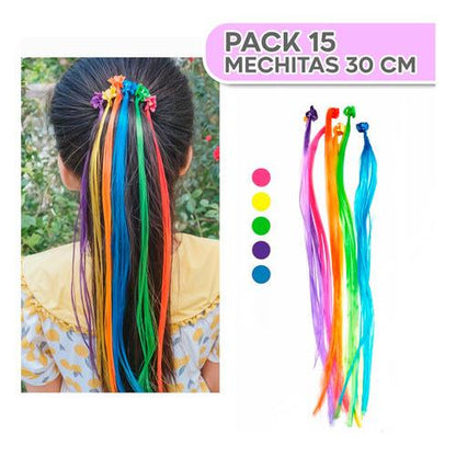 Pack 15 Mechas de Colores para Niñas – Sorpresas de Cumpleaños