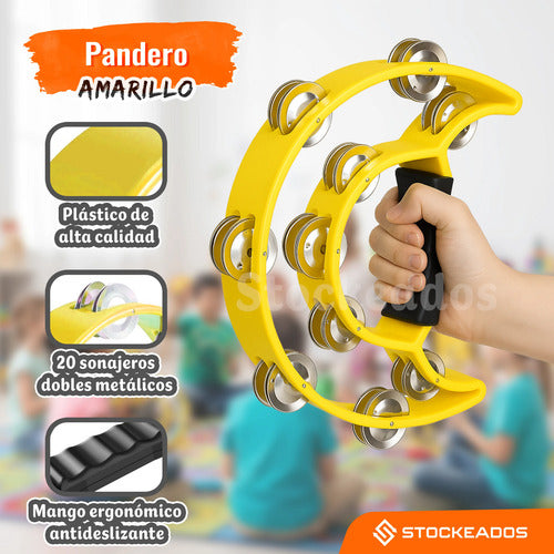 Pandero Media Luna Color Amarillo