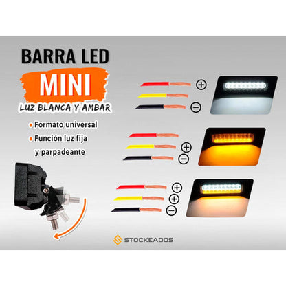 Luz Faro Barra Foco Neblinero 18 Led Blanco Ambar Auto 4x4