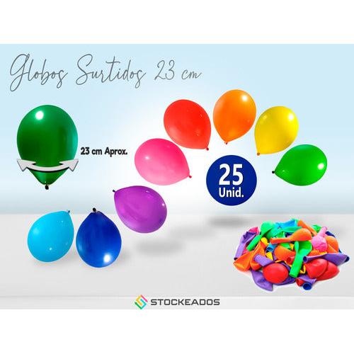Pack 25 Globos Lisos De Latex Surtido R9 23 Cms - Cumpleaños
