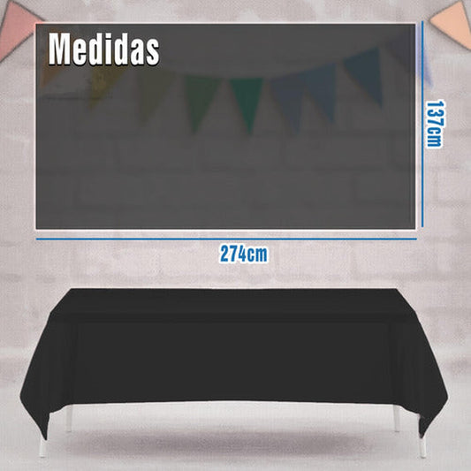 Mantel Plastico 137x274cm Color Negro Para Cumpleaños