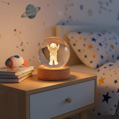 Lampara De Noche Led 3d Bola Cristal Diseños
