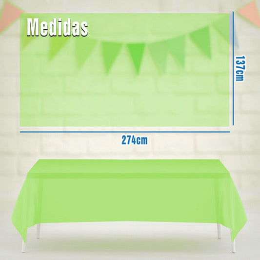 Mantel Plastico 137x274cm Color Verde Lima Para Cumpleaños