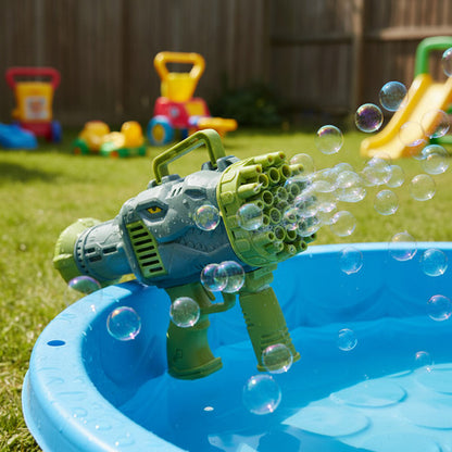 Pistola De Burbujas Verde Diseño Dinosaurio Lanza Burbujas