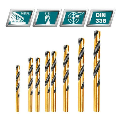 Kit Set Juego Brocas Para Metal 8 Piezas Total Tacsd0801