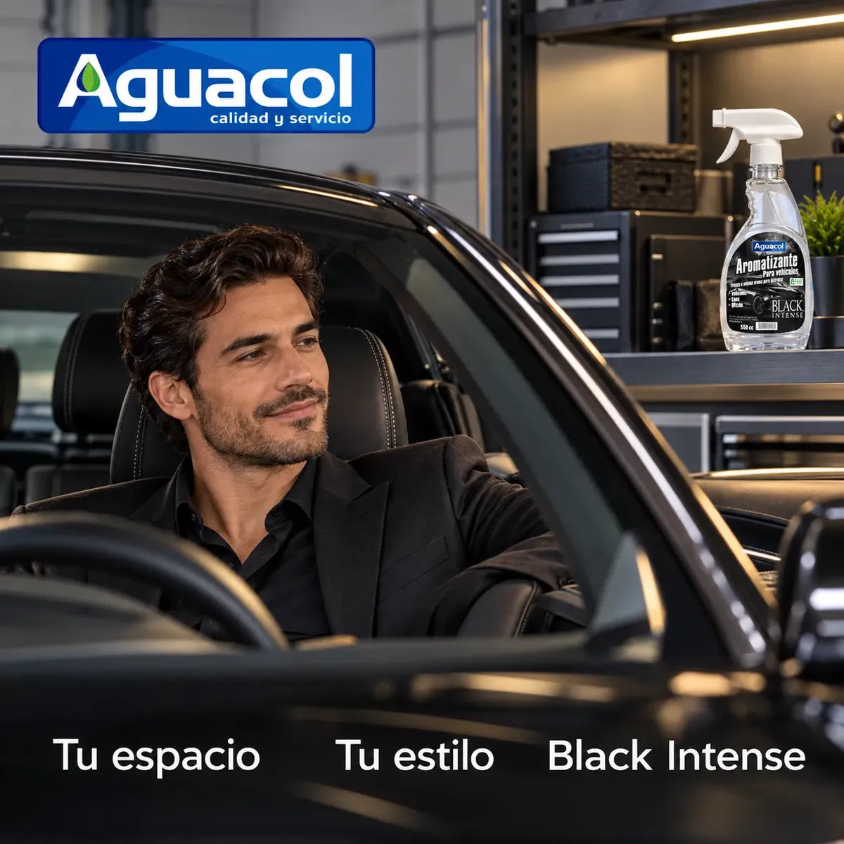 Aromatizante Aguacol Black Intense 550cc para Auto y Ambientes