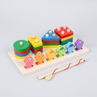 Juego De Pesca Magnético Y Encaje De Madera Montessori