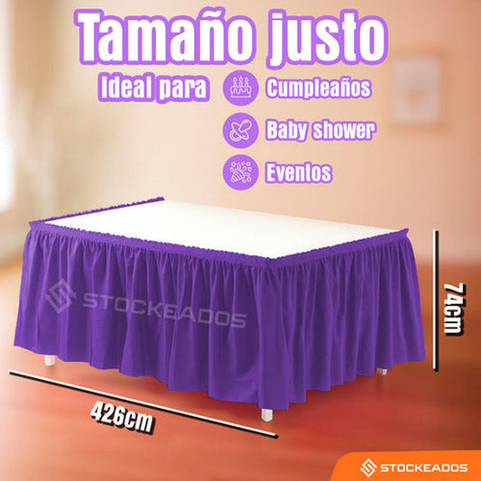 Faldón De Mesa Color Morado 74 X 426cm Decoración Fiestas