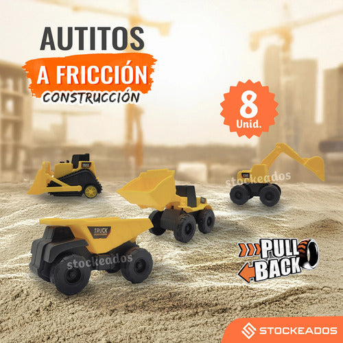 Set 8 Autitos De Construccion Tracción Niños