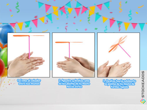 Pack 20 Hélices Volador Libelula Silbato Sorpresa Cumpleaños