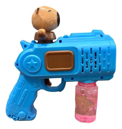 Pistola De Burbujas Celeste Diseño Capibara Lanza Burbujas
