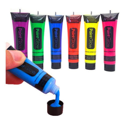 Pack 6 Pintura Fluor Fiesta Neon Pinta Cara Cuerpo 25ml