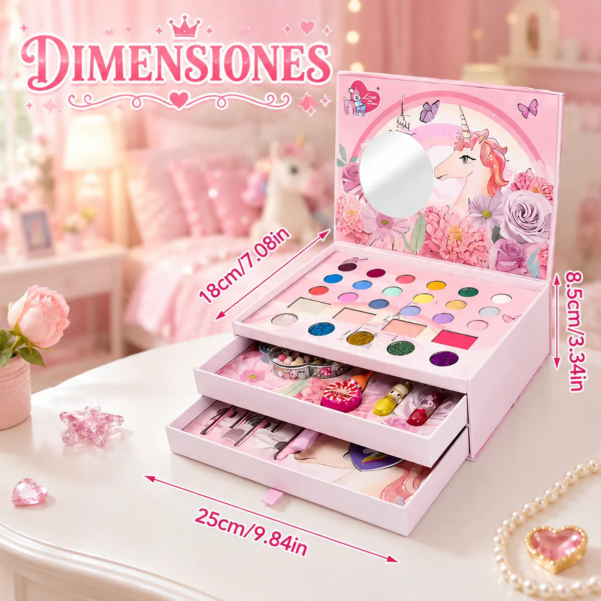 Juego De Maquillaje Set Unicornio Para Niños Maleta Infantil