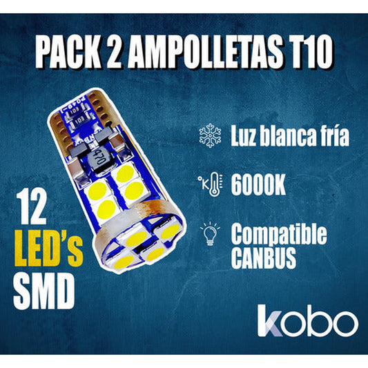 Pack 2 Ampolletas Luces Led T10 - W5w Cola De Pescado 5w