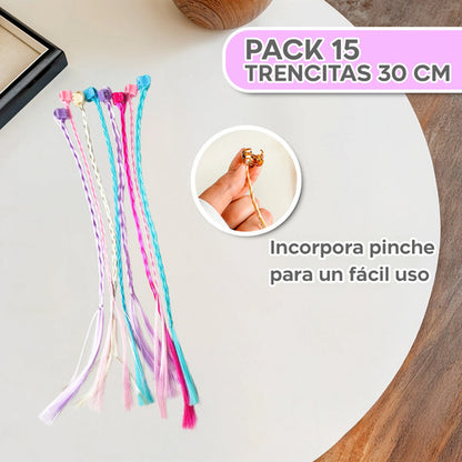 Pack 15 Trenzas Mechas Colores Pasteles Cumpleaños Niñas