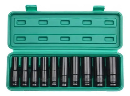 Set Dados De Impacto 1/2 10 Piezas Acero 8-24mm Verde