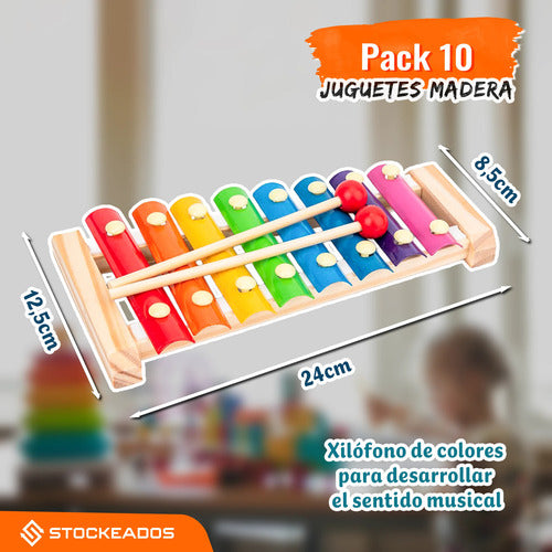 Pack 5 Juguetes Didactico Madera Montessori Educativo
