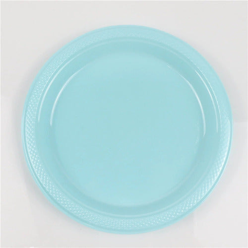 Pack 10 Platos Plásticos Desechable Cumpleaños 17cm Celeste