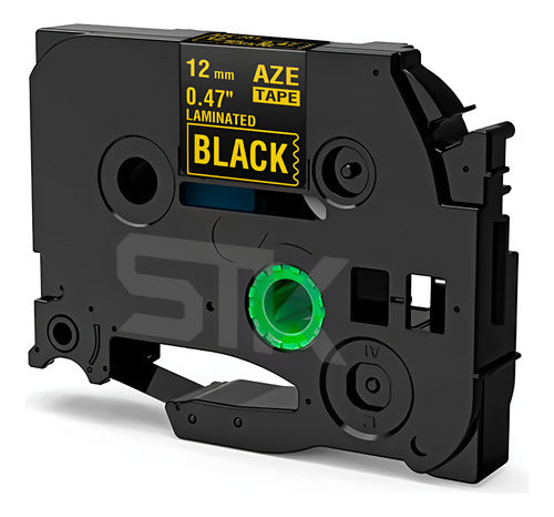 Cinta Tze-334 Brother Alternativa 12mmx8m Dorado Sobre Negro
