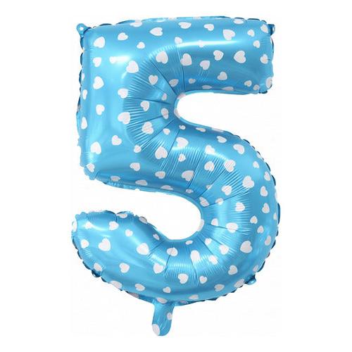 Globo Numero 5 Celeste 53cm