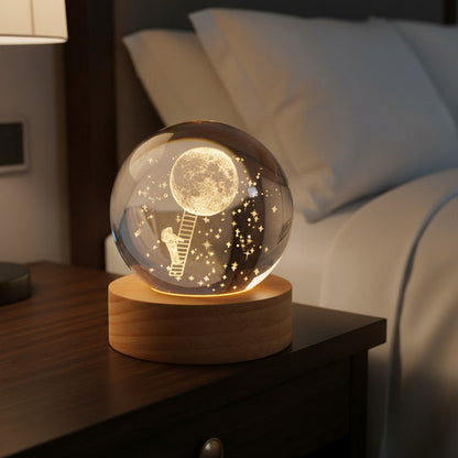 Lampara De Noche Led 3d Bola Cristal Diseños