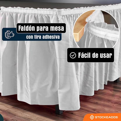 Faldón De Mesa Color Blanco 74 X 426cm Decoración Fiestas