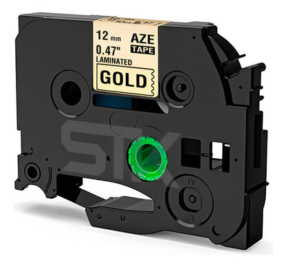 Cinta Tze-831 Alternativa 12mmx8m Dorado Letras Negras
