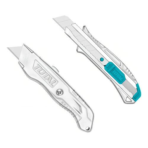 Set 2 Cuchillos Corta Cartón + 20 Hojas De Repuesto Total