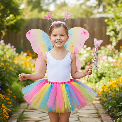 Disfraz Alitas De Mariposa Niñas Conjunto Cintillo Varita Alitas Y Tutu