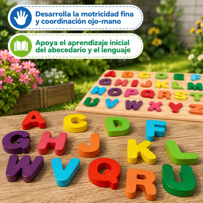 Encaje De Letras Abcedario De Madera Didáctico Para Niños Multicolor