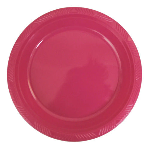 Pack 10 Platos Plásticos Desechable Cumpleaños 17cm Fucsia