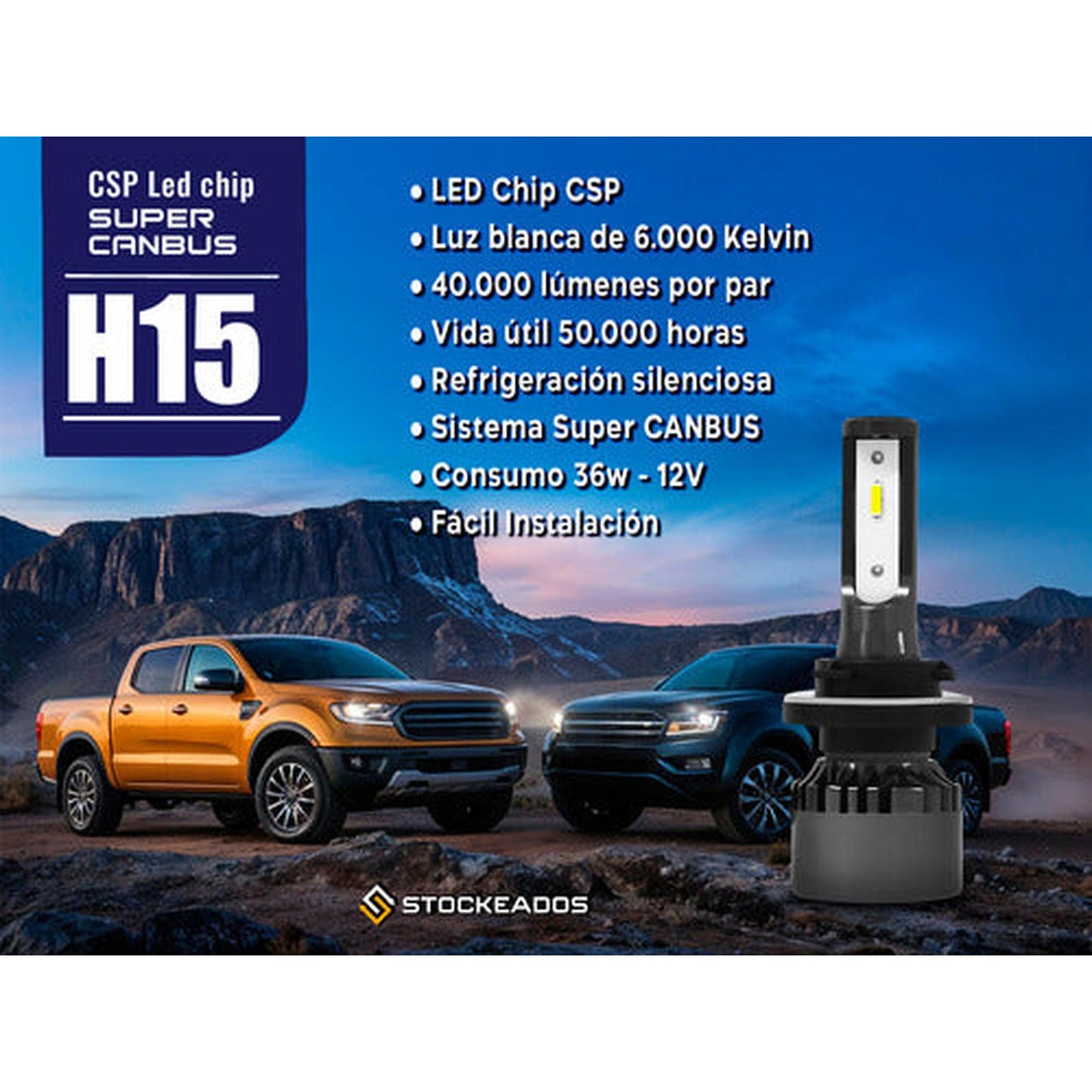 Kit Ampolletas Turbo Led Kb1 H15 Canbus 40.000lm