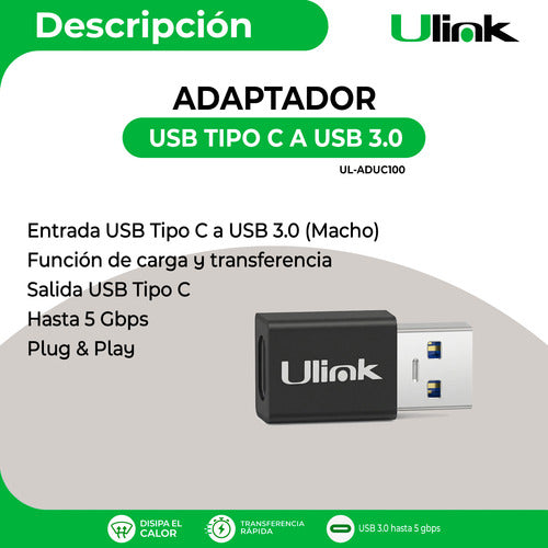 Adaptador Usb Tipo C Hembra A Usb Macho 3.0
