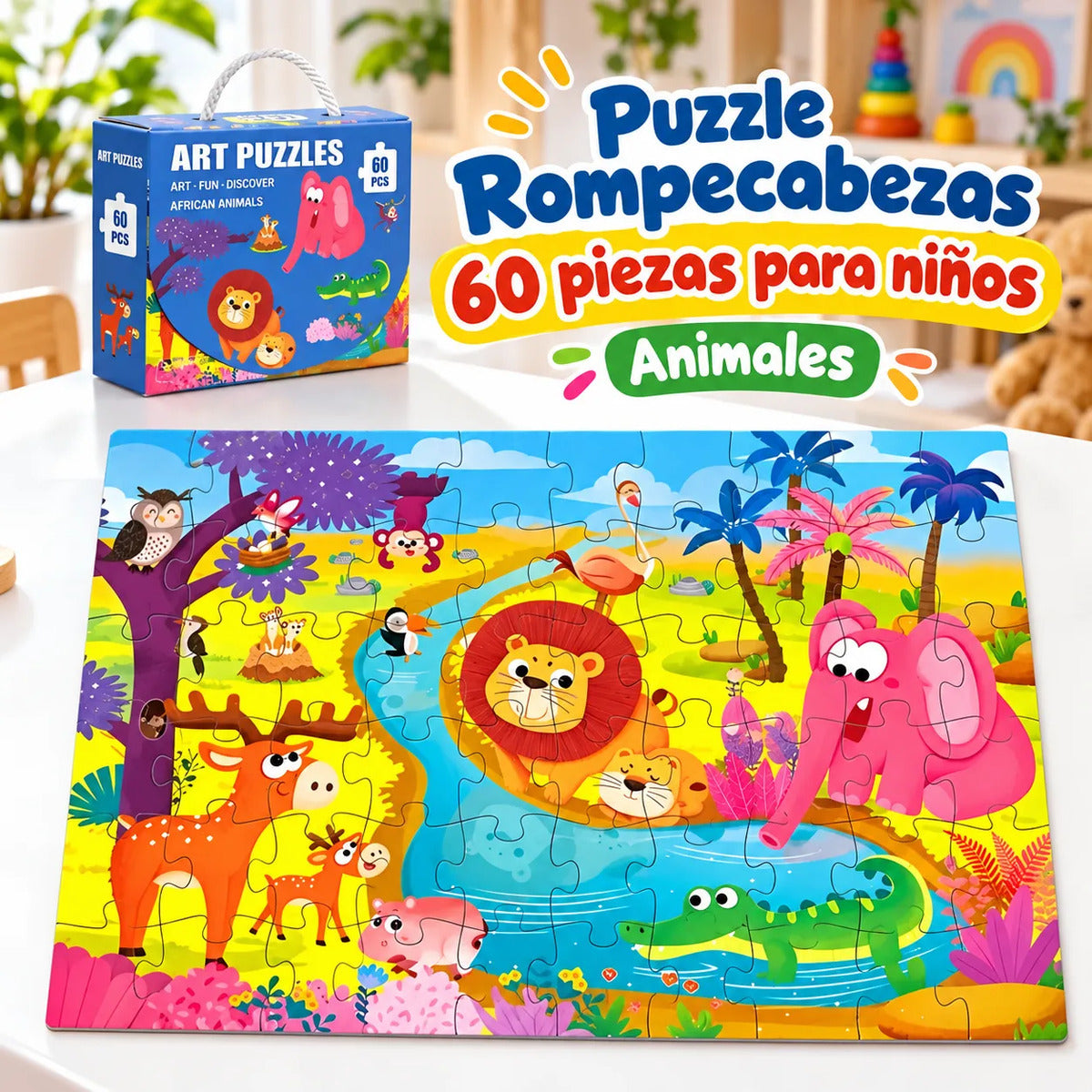 Puzzle Rompecabezas 60 Piezas Para Niños Animales
