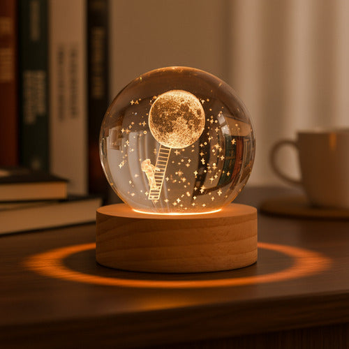 Lampara De Noche Led 3d Bola Cristal Diseños